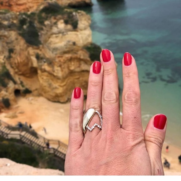 ALEXIS BITTAR• NEW Rose & Yellow Gold Crystal Abstract Thorny Crystal Tulip Ring - Picture 5 of 15